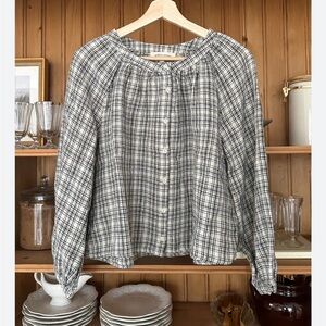 Gillian Stevens Black and White Plaid Faye Blouse